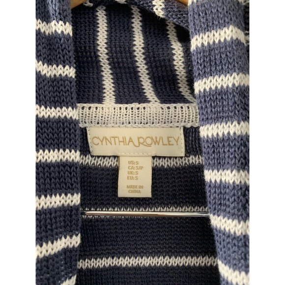 Cynthia Rowley Striped 100% Linen Open Cardigan Sweater‎ - Picture 3 of 4